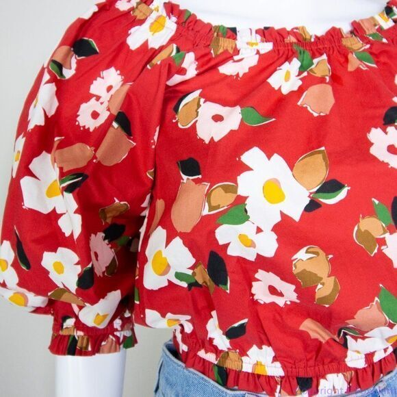 NWT kate spade Botanical garden aperitif top, Red and White - Picture 8 of 15